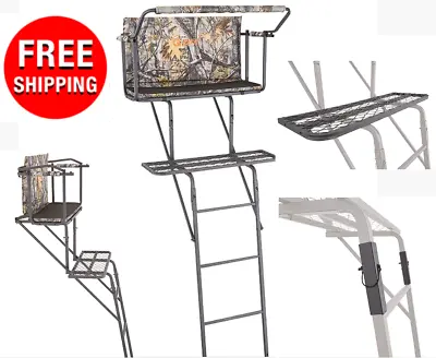 Outdoor Hunting 2-Man Ladder Tree Stand Deer Big Game Safety Padded Seat Durable • $214.91