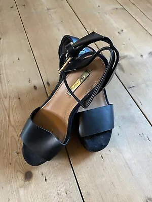 £5 • Buy ZARA TRAFALUC Ladies Black Ankle Strap Wedge Shoes Size 3 UK