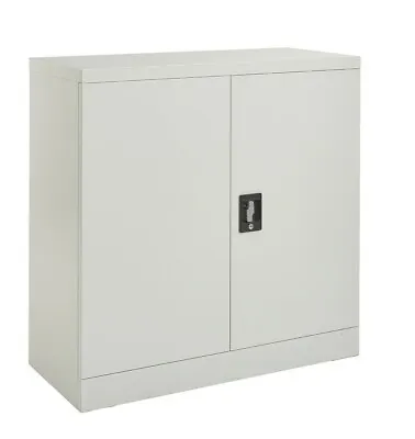 Steel Storage Cabinet 2-Door Lockable Bookcase Filing Cabinet Office Home - Grey • £119