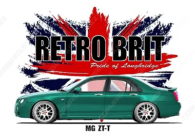 MG ZT-T  T-shirt.  RETRO BRIT. CLASSIC CAR. OLD SKOOL. FLAG. • £15