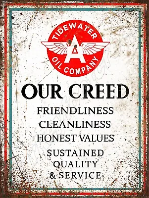 Rust Look Tidewater Oil Company Creed Metal Sign 3 Sizes To Choose From • $14.99