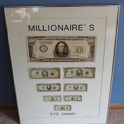 Large Vintage Original Greg Copeland Art MILLIONAIRES EYE CHART Signed Framed • $730.06