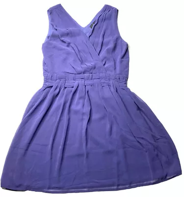 Womens Sleeveless Faux Wrap Front Chiffon Dress Woven Blue Purple Small S C Luce • $6