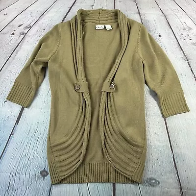 Kim Rodgers Womens Tan Open Front 3/4 Sleeve Cardigan Sz Small • £10.11