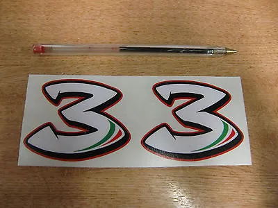 2x Max Biaggi #3 Stickers - 70mm X 55mm Decals - MotoGP SBK Race Numbers • $4.34