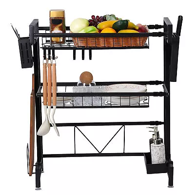 Over The Sink Dish Drying Rack 2-Tier Adjustable Length Dish Rack Sink Shelf • $44.99