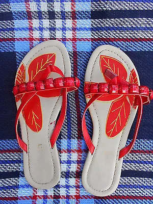 ODEON Girls Red Flip Flops Flats Summer Shoes Beach Casual Size 3 36 • £8.99