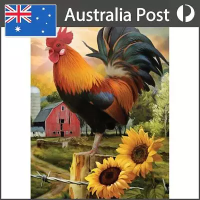 5D DIY Diamond Painting Rooster Sunflower Full Round Rhinestone Wall Art Picture • $10.39