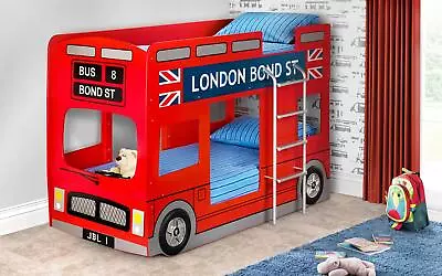 London Bus Bunk Bed High Gloss Single 3ft Bed Frame For Teens Kids Children • £702.99