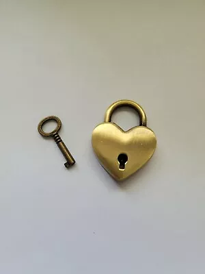 Mini Heart Shape Padlock With Key Travel Tiny Lock Antiqued Bronze • $4.99