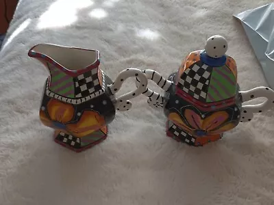 $12.40 • Buy Prospero Designwork Creamer And Sugar Bowl Set Checkers Multi Color 