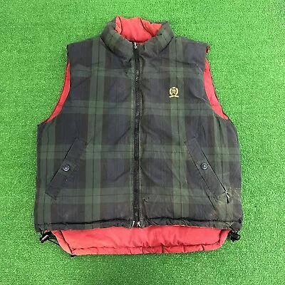 Vintage 90s Tommy Hilfiger Plaid Reversible Classic Duck Down Puffer Vest Mens L • $26.99