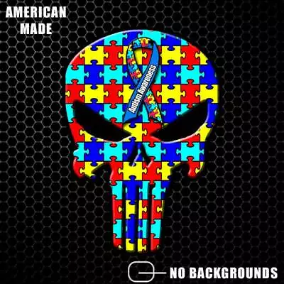 Autism Awareness Punisher Skull Sticker Decal Autistic Child Puzzle Ribbon USA • $24.99