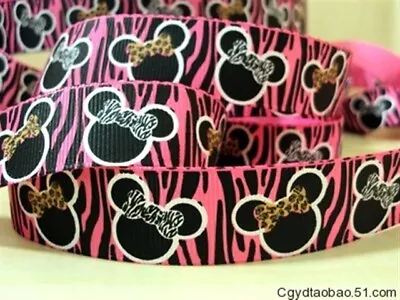 2 Metre Pink Tiger Print Minnie Mouse Ribbon Size 7/8 Headbands Hair Bows Crafts • £1.49