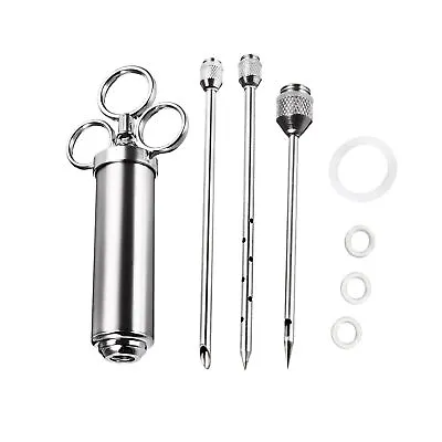 Stainless Steel Meat Flavor Injector 3 Needle Seasoning Marinade Injector BBQ US • $14.99