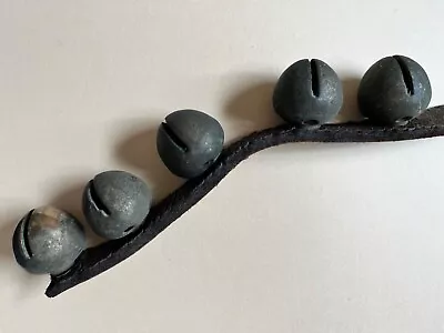 Antique Sleigh Bells 5 Bells On Leather Bel T Strap  • $45.09