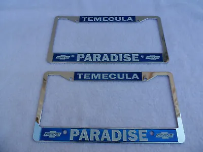 Nos Gm Paradise Chevrolet Temecula California License Plate Frame Set Tag Metal • $49.99