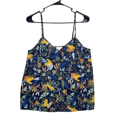 J Crew Spaghetti Adjustable Strap Cami Size 4 Tank Top Cheetah Jungle Animal • $16.99