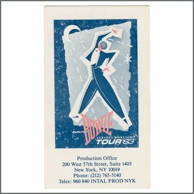 £45 • Buy David Bowie 1983 Serious Moonlight Production Office Business Card (USA)