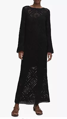 $140 MNG MANGO Crochet Long Sleeve Maxi Dress Black 6 NWOT • $74.99