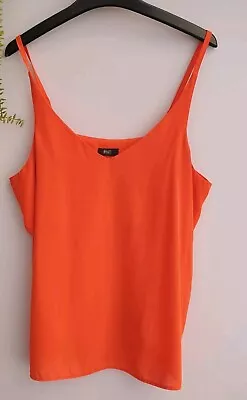 F&F Orange Chiffon Floaty Vest Top 14 Vgc Side Vents L16 Ch Meas 39  Polyester • $3.16