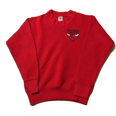 Vintage Chicago Bulls Sweatshirt Red Team Hanes License NBA Boys 10-12 Medium • $19.99