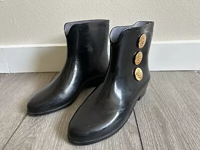 VIVIENNE WESTWOOD MELISSA Wellies Ankle Rain Boots W Logo Buttons US 7 / Worn • $39