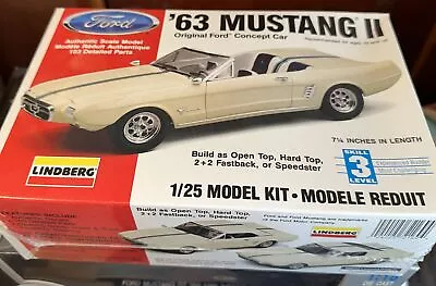 1/25 Lindberg 1963 63 Mustang II Ford Concept Car Model Kit Factory Sealed! • $21.95