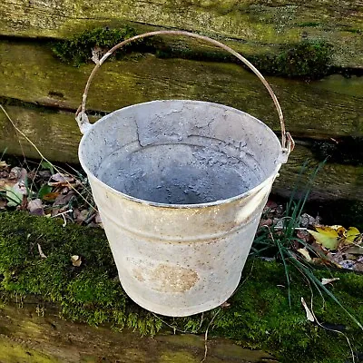 Vintage Galvanized Metal Steel Bucket Pail Handle Primitive Rustic Farm • $24.95