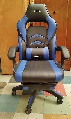 £49.99 • Buy UMI GAMING CHAIR Blue And Black Padded Adjustable Foot Rest Reclining ERGONOMIC