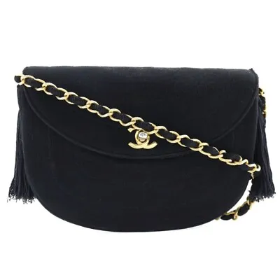$1025 • Buy CHANEL ChainShoulder Shoulder Bag COCO Mark Tassel Vintage Black / Gold Ha...