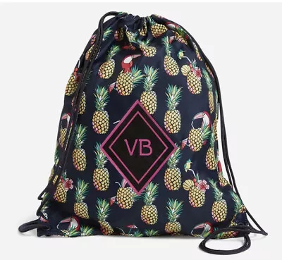 NWT Vera Bradley Drawstring Backsack Backpack In Toucan Pineapple Party MSRP $35 • $19.99