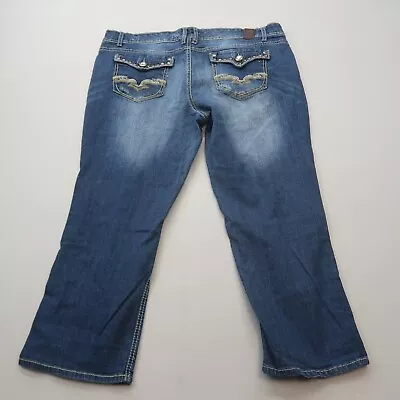 Vanity Womens Capri Jeans Size 33 Distressed Stretch Denim Flap Pockets • $18.99