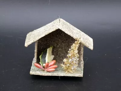 Vintage Christmas Putz Cardboard Mica Diorama House With Brush Tree Japan • $10