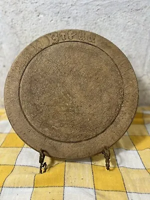 Antique English Carved Wood Round Bread Cutting Board Original Surface 11.5  • $125