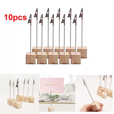 10x New Wood Stand Photo Alligator Clip Memo Picture Display Holder Table Decors • £7.68