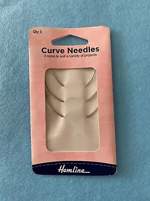 £2.50 • Buy HEMLINE HAND SEWING NEEDLES Set Of 3 Curve Needles, Different Sizes