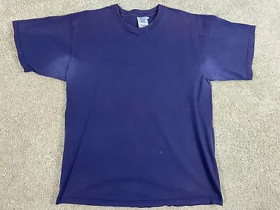 Vintage Fruit Of The Loom T-Shirt Mens XL Preshrunk Regular Fit Crew Neck Blue • $14.95