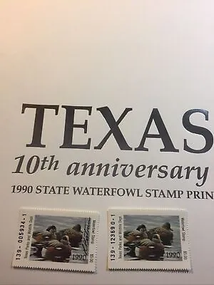 $112.50 • Buy Texas 10 Anniversary Duck.Robert Bateman,Signed & Mint Stamp,Unframed.171/6090.