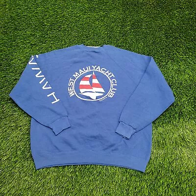 Vintage 1980 West Maui Yacht Club Sailing Sweatshirt Women L-Short 22x22 Hawaii • $61.89