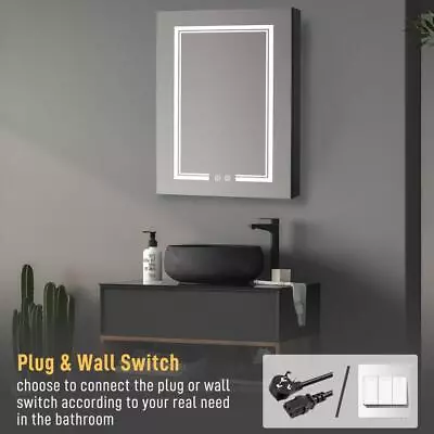 20X28in Wall Mounted Bathroom Medicine Cabinet With LED Mirror 3 Color Lights • $119.90