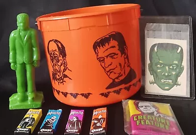 Vintage Frankenstein Candy Bucket And Memorabilia Lot RARE • $75