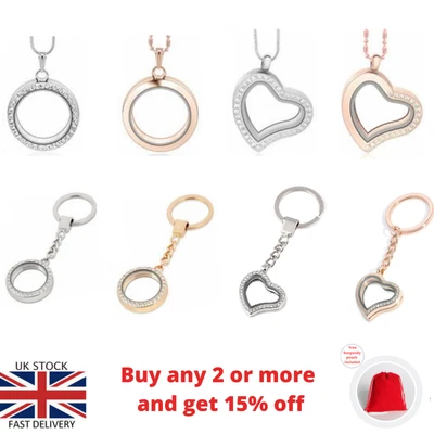 £5.99 • Buy Floating Charms Locket Living Memory Necklace / Keychain Locket For Charms