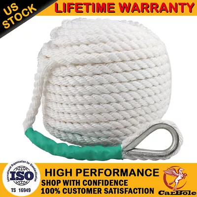 $46.59 • Buy 1/2inch 200FT Twisted 3 Strand Nylon Anchor Rope Braided Boat Line With Thimble