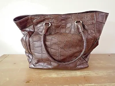 Mauro Governa Leather Large  Crocodile Textured Bag (15x12) • $199