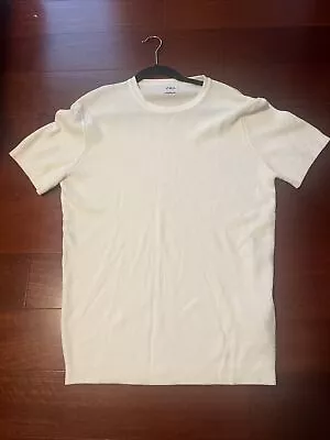 Zara Shirt Adult Size XL Solid White SS Waffle Knit Crew Neck Cotton Mens • $15