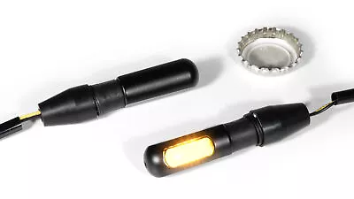 Mini Indicator Micro Stake LED Set Black Tinted Aluminum ECE Chopper Bobber Custom • $45.85