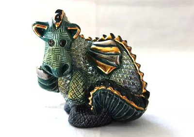 $35 • Buy Vintage Rinconada De Rosa Handmade Gold Trim Dragon Green Ceramic Figurine