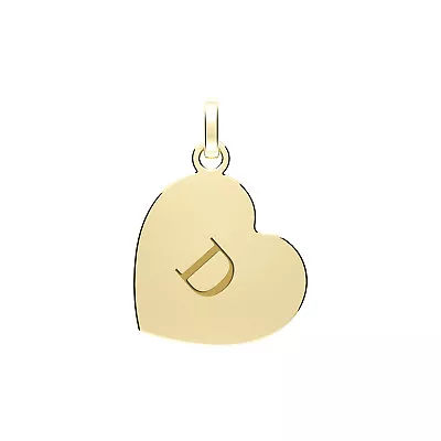 9ct Gold 12mm Plain Initial D Heart Pendant • £55.22