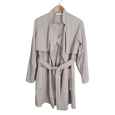 Viktoria Woods Size 2/S Beige Tencel Belted Draped Belted Trench Jacket Coat • $99.95